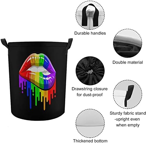 LGBT Eşcinsel Gurur Gökkuşağı Dudaklar Katlanabilir çamaşır sepeti Mühürlü Giysi Sepet Organizatör İçin Dayanıklı Kolu İle Yatak
