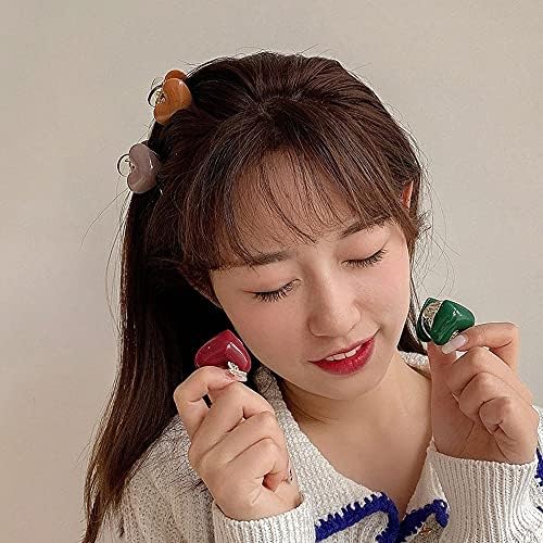 Tatlı Şeffaf Akrilik saç tokası Şapkalar Aşk Kalp At Kuyruğu Tutucu Kore Saç Yengeçler Saç Pençeleri Mini Kelepçe Klip Kızlar