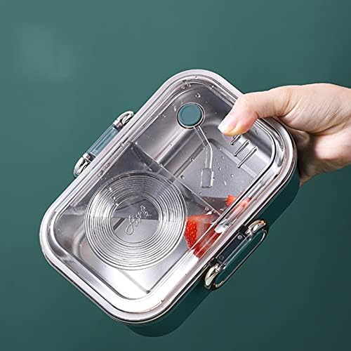 GEMU-EV paslanmaz çelik sızdırmaz Bento kutusu öğle yemeği kutusu, taşınabilir ısı koruma gıda saklama kapları bölücü ile (Beyaz)
