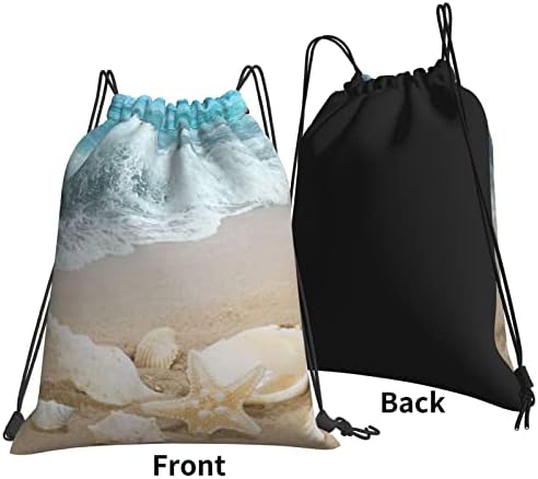 marat Kum Plaj Deniz Kabuğu Denizyıldızı Unisex ipli sırt çantası Polyester Toplu Dize Çanta Su Geçirmez Sırt Çantası İçin Spor