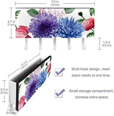 Renkli Wtercolor Çiçekler Desen Duvarlar için Anahtar ve Posta Tutucu-Posta Organizatör ve 5 Kanca ile Anahtar Askı, Ev için