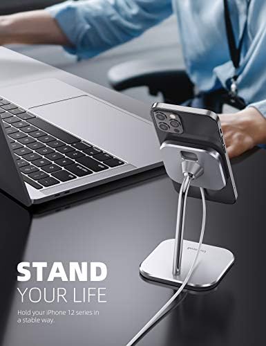 MagSafe Şarj için Lamicall Telefon Standı-Ayarlanabilir Alüminyum Şarj Tutucu Dock Cradle Masası için 360° Rotasyon, Apple iPhone
