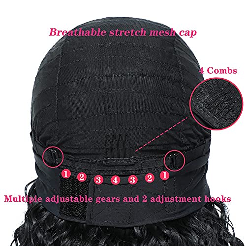 Kafa bandı Peruk Su Dalga Kafa Bandı Peruk Siyah Kadınlar için 26 Derin Kıvırcık Sentetik Saç Tutkalsız Makine Yapımı Peruk 150%