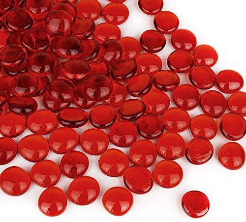 CYS EXCEL Kırmızı Cam Değerli Taş Boncuklar Vazo Dolguları (1 LB, Yakl. 100 ADET) Düz Mermer Boncuk Çoklu Renk Seçenekleri Akvaryum