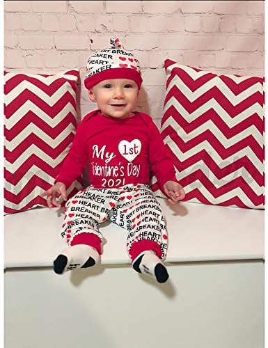 MoryGooder Erkek Bebek Benim 1st sevgililer Günü 2021 Kıyafet Bebek Kalp Kırıcı Bodysuit ile Şapka