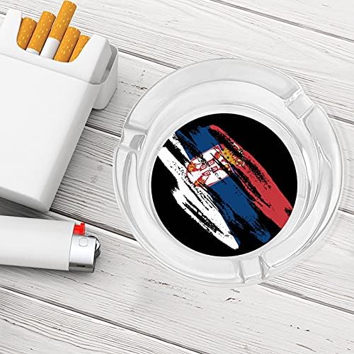 Vintage Sırp Bayrağı Yuvarlak Ağır Cam Küllük Masaüstü Sigara Kül Tutucu Ev Ofis Dekoratif için