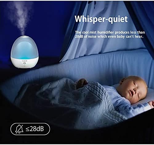 UCAREAİR Nemlendiriciler, Yatak Odası için 7 Renkli Gece Lambası Nemlendiriciler, Bebek için Otomatik Kapanma Nemlendiriciler,