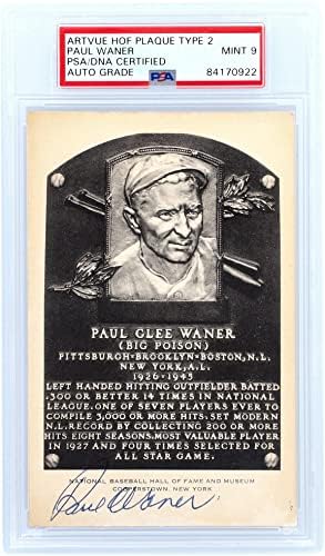 Paul Waner Pittsburgh Pirates İmzalı Bartvue HOF Plaketi-PSA / DNA Nane 9-MLB İmzalı Çeşitli Eşyalar
