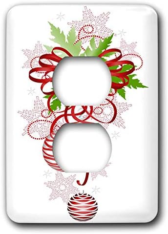 3dRose Anne Marie Baugh - Noel-Şeritli Sevimli Kar Taneleri ve Noel Süsleri İllüstrasyon - 2 priz kapağı (lsp_325415_6)