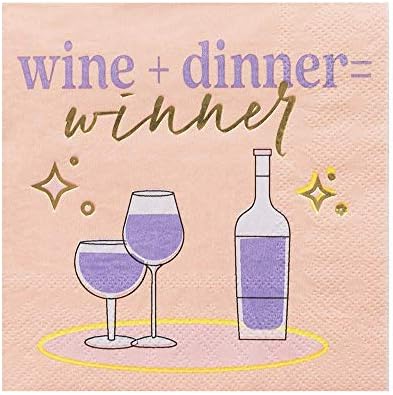 Jollity & Co Parti Malzemeleri / Şarap + Akşam Yemeği = Kazanan Kokteyl Peçeteleri | Şarap Tadımı Partisi, Kızlar Gecesi, Akşam
