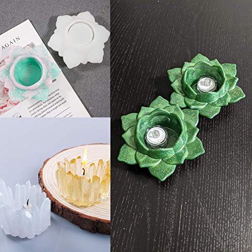 Cwdew 3 Çeşit Tasarım Reçine mumluk Kalıp Epoksi Döküm Silikon Lotus Çiçek Kalıp Yapımı için Mumluk / çay lamba tutucu