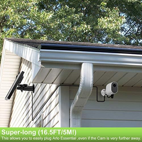Arlo Essential Spot Işığı için UYODM Güneş Paneli / Hava Koşullarına Dayanıklı, 16.5 Ft Dış Mekan Güç Şarj Kablosu, Ayarlanabilir