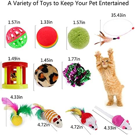 Futel 20 Alay Kedi Oyuncakları, Kapalı İnteraktif Yavru Tüy Oyuncakları, Komik Kedi Çubukları, Kedi için Buruşuk Toplar, Oyuncak