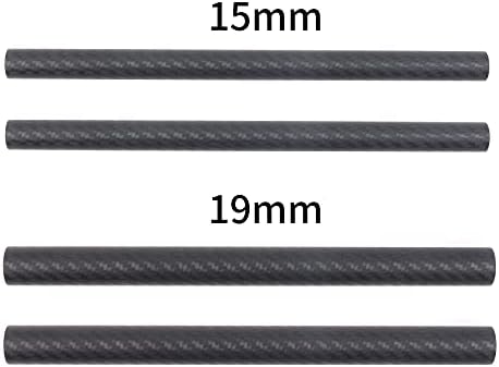 FocusFoto 19mm Karbon Fiber Çubuklar 15 cm / 6 inç Uzunluk için 19mm Çubuk Ray Destek Sistemi DSLR Kamera Rig (2 paketi)