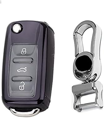 K LAKEY Araba Anahtarı Fob Kapak,Alaşım Anahtarlık ile Volkswagen Skoda ile Uyumlu