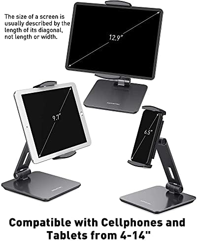 AboveTEK Business Kiosk Alüminyum Tablet Standı, Herhangi Bir 4-14 Cihaz için 360° Dönebilen Tablet ve Telefon Tutucular, Dizüstü