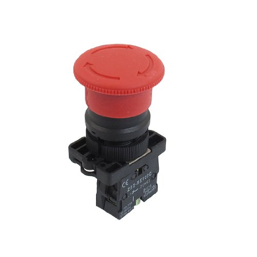 Uxcell a12082000ux0339 NC N / C Kırmızı Mantar Acil Durdurma basmalı düğme Anahtarı, 600 V, 10 Amp, ZB2-ES542, 22 mm