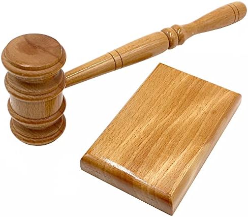 Kuchengerate Ahşap Tokmak ve Dikdörtgen Şekil Ses Bloğu-11 İnç-Avukatlar Hakimler Müzayede Tokmakları için El Yapımı Ahşap Tokmak-Mükemmel