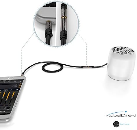 KabelDirekt - 6ft-Kulaklık Uzatma Kablosu, 3,5 mm konektörler (aux Ses Kablosu, Erkek Jak Fişi / Dişi Jak, Pratik Olarak Kırılmaz