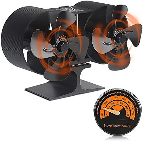 Odun Sobası Fanı, ısı ile Çalışan Soba Fanı, Manyetik Yüzey Termometreli Şömine Fanı, Odun Brülörü/ Yakma/Kütük Yakma için Eko