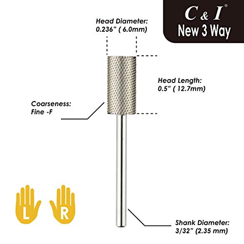 C & I Yeni 3 Yollu Karbür Tırnak Matkap Ucu Elektrikli Manikür Matkap Makinesi Tırnak Sanat (Kum Orta, Altın)