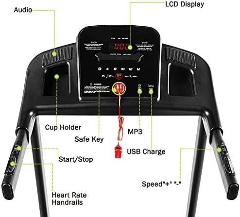 Koşu Bandı,Ev için Koşu Bandı, 15 Önceden Ayarlanmış Program ve LED Ekran Paneli ile 2.5 HP Taşınabilir Katlanabilir Koşu Bandı