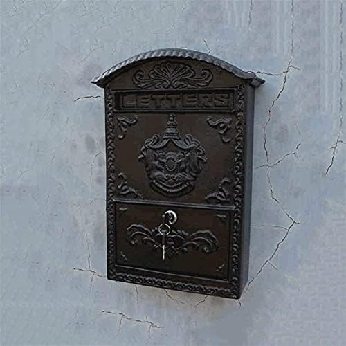 YUXO Duvar Montaj Kilitlenebilir Posta Kutusu Güvenlik Lockbox Duvara Monte Posta Kutusu Açık Avrupa Retro Ferforje Villa Posta