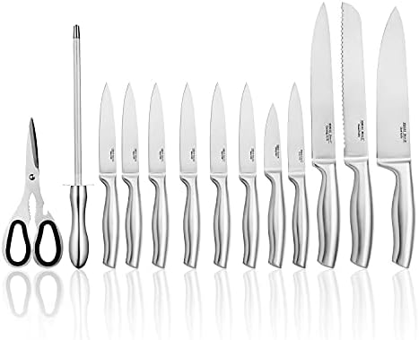 Bıçak Seti, Paslanmaz Çelik Mutfak Bıçakları Seti 14 ADET, Kolay Temiz Akrilik Standlı Süper Keskin Mutfak Bıçağı Seti, Modern