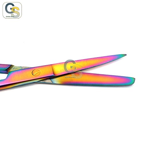 G. S 10 Set Çok Titanyum Renk Gökkuşağı İşletim Makas Keskin/Künt 5.5 Düz ve Kavisli Paslanmaz Çelik