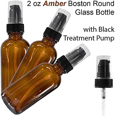 (24 Paket) 2 oz. Siyah Arıtma Pompası ile Amber Boston Yuvarlak