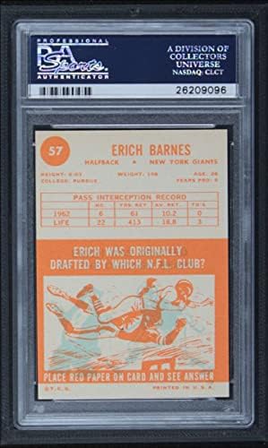 1963 Topps 57 Erich Barnes New York Devleri-FB (Futbol Kartı) PSA PSA 7.50 Devleri-FB Purdue