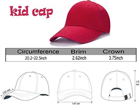 Edoneery Unisex Yürümeye Başlayan Çocuklar Düz Pamuk Ayarlanabilir Düşük Profilli Beyzbol Şapkası Şapka (A1009)