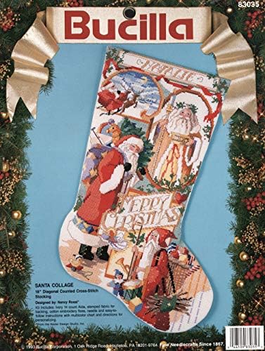 BUCİLLA 1993 Santa Kolaj Noel Stocking Sayılan Çapraz Dikiş Nakış KİTİ 18