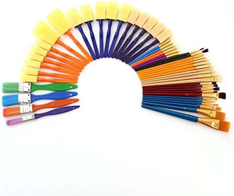 BISOFICE 50 PCS Paintbrushes Tüm Amaçlı Yıkanabilir Boya Fırçaları Set Sanatçı Çeşitli Değer Paketi Sünger Boyama Fırça Seti
