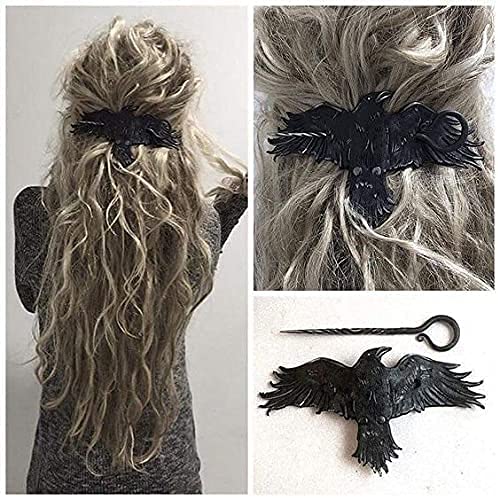 Saç tokası ile bir Siyah Kuzgun, Barrette Karga, Karga Yarasa Vintage Zanaat Hayvan Saç Tokası, cadılar Bayramı Saç Klipler için