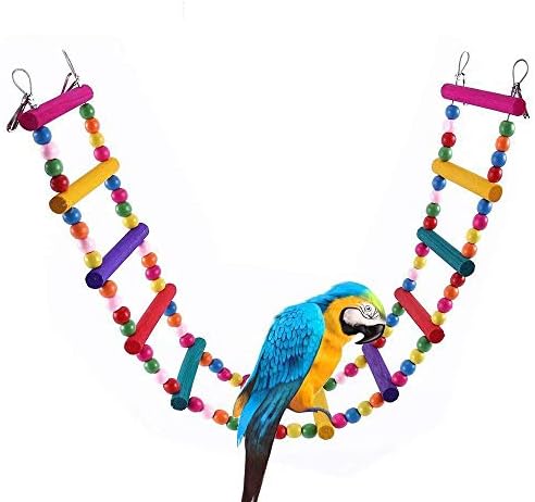 Hiçbiri markalı Renkli Ahşap evcil Hayvan Eğitim Merdiveni, Kuşlar için Habitat, Esnek Merdivende Hamster Kafesleri.