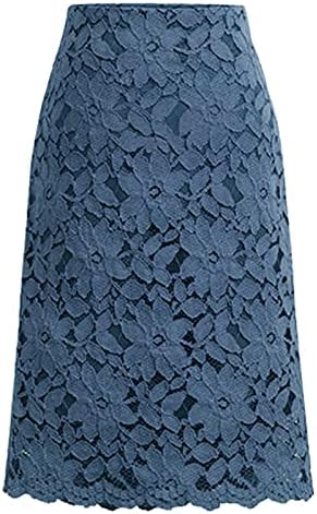 Koyu Mavi Bayan İlkbahar Yaz Yüksek Waisted Midi Dantel Hollow Kalem Skort Etekler Petticoat Kadınlar ıçin Rahat X-Large