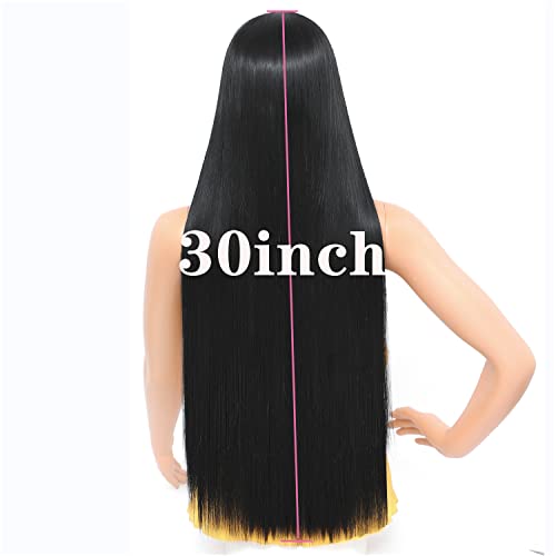 Sangrui peruk patlama ile uzun siyah düz peruk 30 sentetik saç ısıya dayanıklı peruk kadınlar için