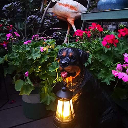FAKEME Açık bahçe köpekler süs ile güneş enerjili ışık, reçine Golden Retriever/Labrador / Rottweiler heykeli ile ayrılabilir