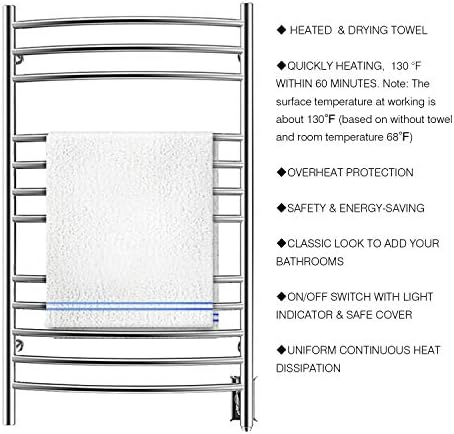 HEATGENE Havlu ısıtıcı Duvara Monte Elektrikli Plug-in/Kablolu ısıtmalı Havlu Rafları-Ayna Cilası