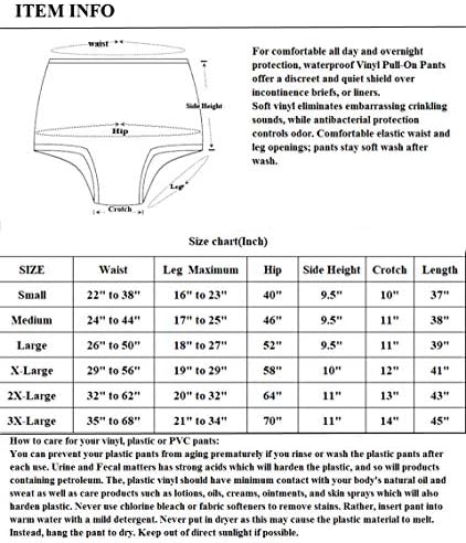 Haian Yetişkin İnkontinans Pull-on Plastik Pantolon PVC Pantolon 3 Paket (Orta, Beyaz)