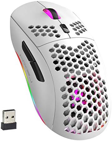 Kablosuz Hafif Oyun Faresi,2.4 G Kablosuz Şarj Edilebilir,RGB Arkadan Aydınlatmalı,7 Düğmeli,Ayarlanabilir 3200DPI,USB Alıcı,PC