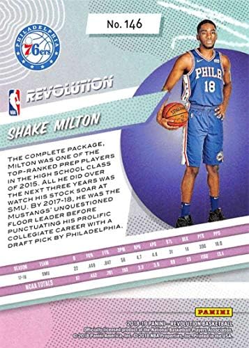 2018-19 Panini Devrimi Basketbol 146 Sallamak Milton RC Çaylak Kartı Philadelphia 76ers Çaylak Resmi NBA Ticaret Kartı Panini