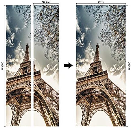 Msrahves 3D Kapı Çıkartmaları Duvar Resimleri Gökyüzü Ağacı Kulesi Kabuğu ve Sopa Duvar Kağıdı Kapı Çıkartmalar Çıkarılabilir