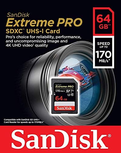 SanDisk 64 GB SDXC Extreme Pro Hafıza Kartı Canon EOS R ile Çalışır, M50, M100 aynasız fotoğraf makinesi 4 K V30 UHS-I (SDSDXXY-064G-GN4IN)