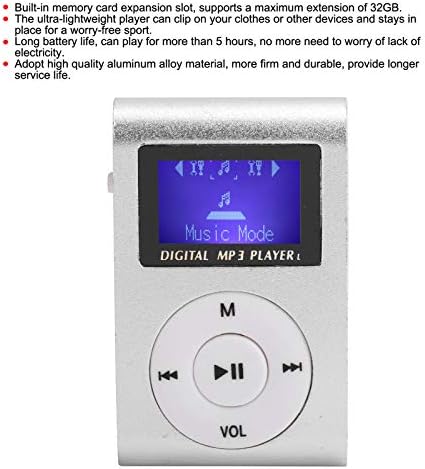 Pınsofy MP3 Müzik Çalar, uzun Pil Ömrü LCD Ekran Desteği 32 GB Hafıza Kartı Ultra Hafif Spor MP3 Geri-Klip için Yürüyüş için