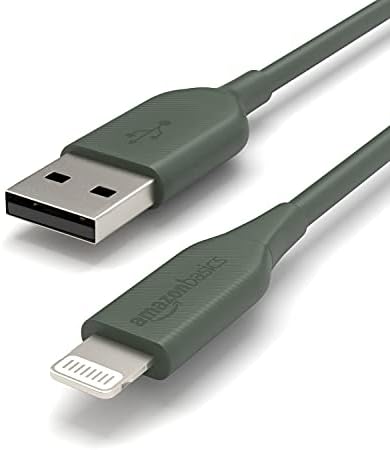 Temelleri Yeni Sürüm ABS USB-A'dan Lightning Kablo Kablosuna, Apple iPhone, iPad, Gece Yarısı Yeşili, 1-Ft için MFi Sertifikalı