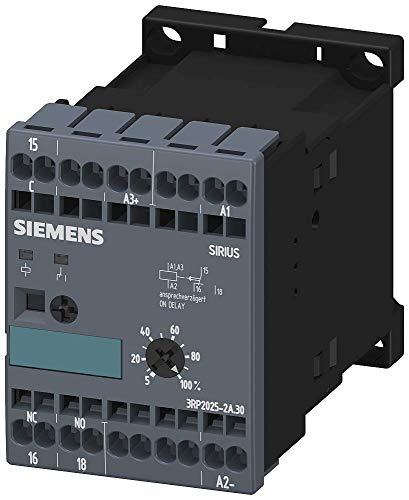Siemens 3RP2025-2AQ30 Katı Hal Zaman Rölesi, SİRİUS Tasarımı, 45mm, Kafes Kelepçe Terminali, Açık Gecikme Fonksiyonu, 1 CO Kontak