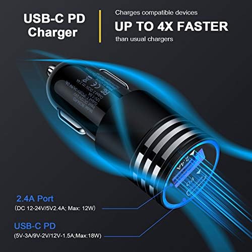 USB Tipi C Araç Şarj Tak Çakmak Adaptörü, PD + QC3.0 Samsung Araç Şarj Hızlı Şarj için Samsung Galaxy S21 Ultra/S21 Artı/A13/A32