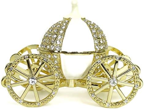 VI N VI Altın Prenses Külkedisi Gümüş Rhinestone Kristal Kabak Arabası Araba Biblo Kutusu, Mücevher Kutusu / El Boyalı Koleksiyon